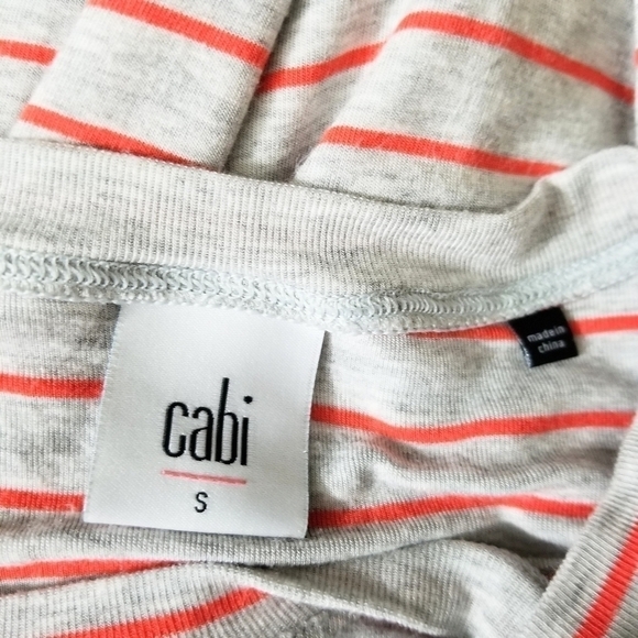 CAbi light heather gray orange striped knit sleeveless top women's size S - Picture 7 of 9